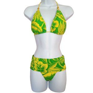 Ralph Lauren Bikini Medium Triangle Top Hipster Skirt Bottom Hawaiian Floral Set